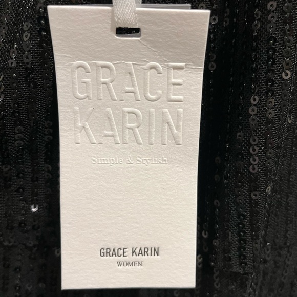 GRACE KARIN Women Sleeveless One Shoulder Sparkly Glitter Wrap Dress w/Slit. - Picture 6 of 8